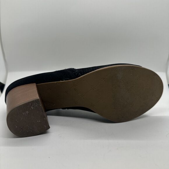 Jack Rogers Size 10 M Black Suede Peep Toe Booties Side Zip Stacked Heel Shoes - Picture 8 of 14